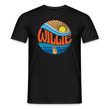 Willie Hemd Vintage Sonnenuntergang Willie Groovy Batikfarbe - Männer T-Shirt - Schwarz - Vorne - AI Model Male 178 light (178cm)