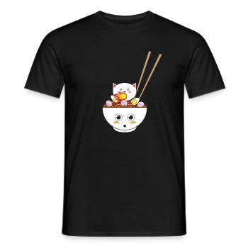 Ramen Cat Kawaii cadeau pour Otakus - T-shirt homme - noir - Devant - AI Model Male 178 light (178cm)
