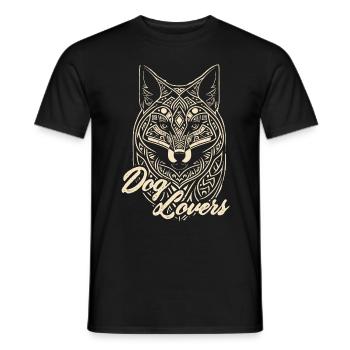 dog lovers, illustration, Dog Lovers. - Men's T-Shirt - black - Front - AI Model Male 178 light (178cm)