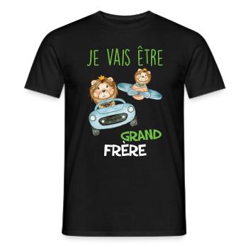Je Vais etre Grand Frère Naissance Bébé - T-shirt homme - noir - Devant - AI Model Male 178 light (178cm)