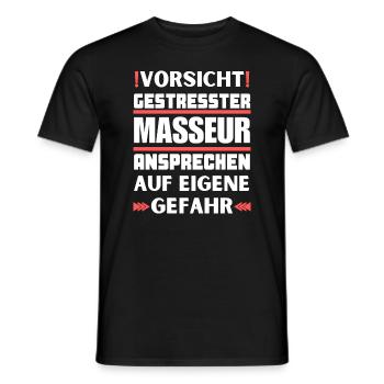 Don't talk to a stressed masseur! - Men's T-Shirt - black - Front - AI Model Male 178 light (178cm)