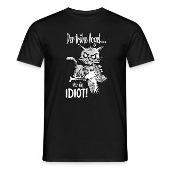 The early bird was an idiot - Men's T-Shirt - black - Front - AI Model Male 178 light (178cm)