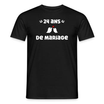 24 ans de mariage - T-shirt homme - noir - Devant - AI Model Male 178 light (178cm)