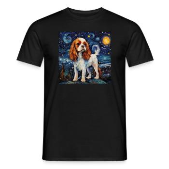 Cavalier King Charles Spaniel Starry Night - Men's T-Shirt - black - Front - AI Model Male 178 light (178cm)