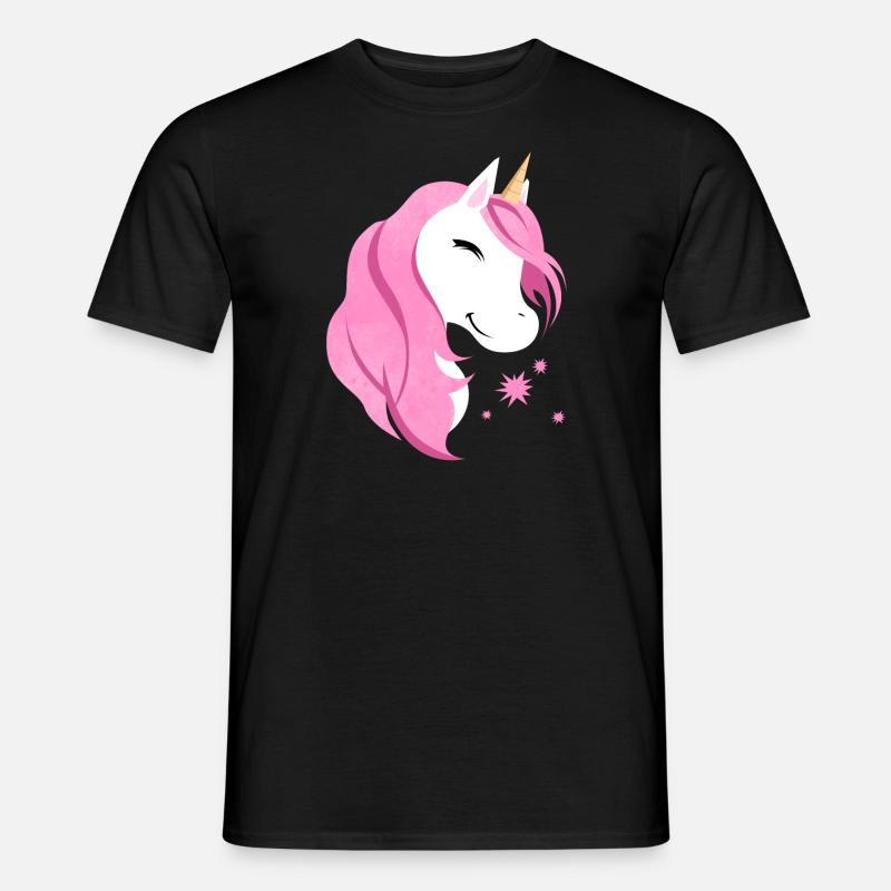 Pink Einhorn Niedlich - Männer T-Shirt - Schwarz