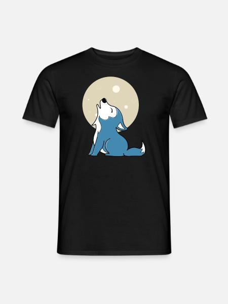 Bébé loup lune - T-shirt homme - noir