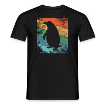 Retro Pinguin Bunt - Männer T-Shirt - Schwarz - Vorne - AI Model Male 178 light (178cm)