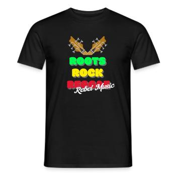 Roots Rock Reggae - Musique rebelle - Cadeau rasta - T-shirt homme - noir - Devant - AI Model Male 178 light (178cm)
