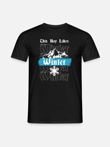 Boy Likes Winter Cozy Winter Days Snow Nature - Men's T-Shirt - black