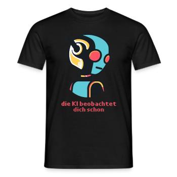 Die KI Beobachtet Dich Schon - dunkel^ - Männer T-Shirt - Schwarz - Vorne - AI Model Male 178 light (178cm)