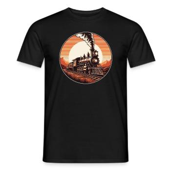 Locomotive de chemin de fer Locomotive à vapeur Wild West Retro Sonnenu - T-shirt homme - noir - Devant - AI Model Male 178 light (178cm)