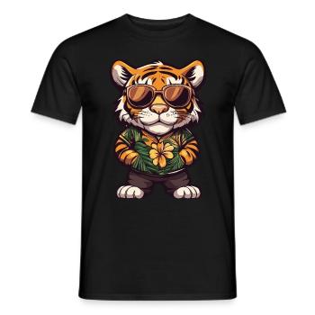Tiger Comic Lustig Sommer - Männer T-Shirt - Schwarz - Vorne - AI Model Male 178 light (178cm)