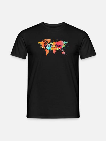 Gehen wir wieder Aquarell Weltkarte - Männer T-Shirt - Schwarz