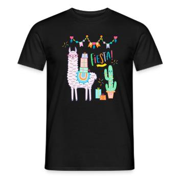 Anniversaire de cadeau d'alpaga comique rose de Llama Fiesta - T-shirt homme - noir - Devant - AI Model Male 178 light (178cm)
