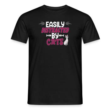 Chat mignon - facilement distrait par les chats - T-shirt homme - noir - Devant - AI Model Male 178 light (178cm)
