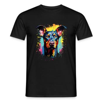 Doberman Colorful - Männer T-Shirt - Schwarz - Vorne - AI Model Male 178 light (178cm)