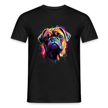 Mops Colorful - Männer T-Shirt - Schwarz - Vorne - AI Model Male 178 light (178cm)