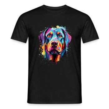 Rottweiler Colorful - Männer T-Shirt - Schwarz - Vorne - AI Model Male 178 light (178cm)