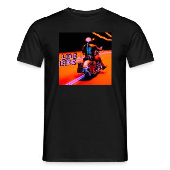 Rider and motorcycle rear view - modern outline - Men's T-Shirt - black - Front - AI Model Male 178 light (178cm)