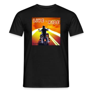 Rider and motorcycle rear view - modern outline - Men's T-Shirt - black - Front - AI Model Male 178 light (178cm)