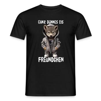 Very Thin Ice Friend Wolf - Men's T-Shirt - black - Front - AI Model Male 178 light (178cm)