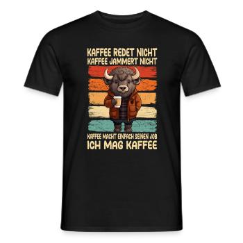 Café, ne parle pas, café, ne pleurniche pas, bison - T-shirt homme - noir - Devant - AI Model Male 178 light (178cm)