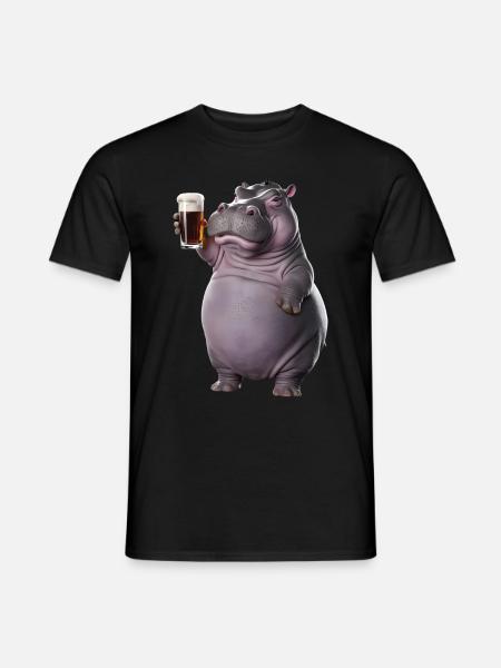 Nilpferd Bier - Männer T-Shirt - Schwarz