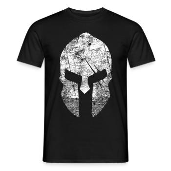 Spartaner Helm neu weiß - Männer T-Shirt - Schwarz - Vorne - AI Model Male 178 light (178cm)