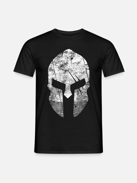 Spartaner Helm neu weiß - Männer T-Shirt - Schwarz