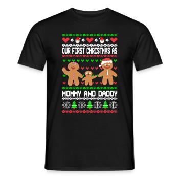 Erstes Weihnachten als Eltern Partnerlook Ugly - Männer T-Shirt - Schwarz - Vorne - AI Model Male 178 light (178cm)