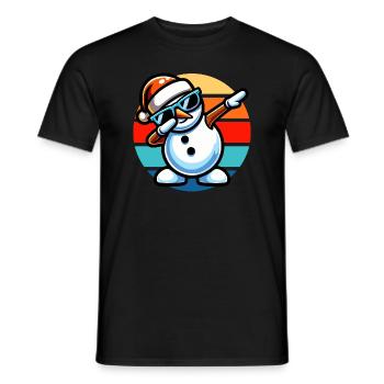 Dabbing Schneemann Vintage Sunset - Männer T-Shirt - Schwarz - Vorne - AI Model Male 178 light (178cm)