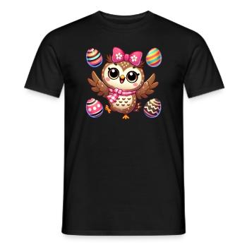 Eule jongliert Ostereier bunter Spaß - Männer T-Shirt - Schwarz - Vorne - AI Model Male 178 light (178cm)