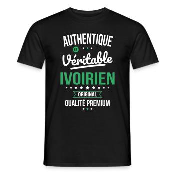 Authentique et véritable Ivoirien - Original - T-shirt homme - noir - Devant - AI Model Male 178 light (178cm)