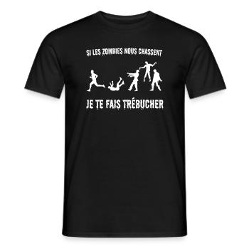 si les zombies nous chassent - T-shirt homme - noir - Devant - AI Model Male 178 light (178cm)