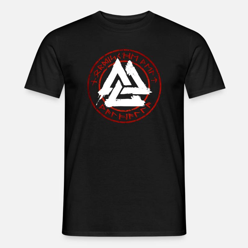 Walhalla - Walknut - Nordisch - Runen - Männer T-Shirt - Schwarz