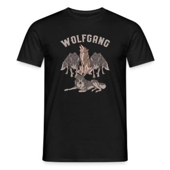 Wolfgang First name Wortspiel Wölfe WOLF GANG - Men's T-Shirt - black - Front - AI Model Male 178 light (178cm)