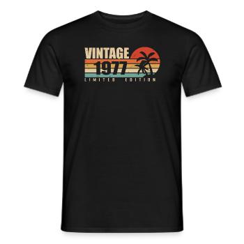 1977 Année d’anniversaire millésime original 1977 - T-shirt homme - noir - Devant - AI Model Male 178 light (178cm)