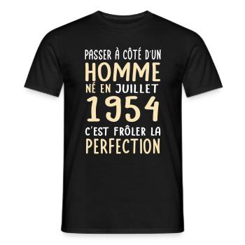 70th Birthday - Born in July 1954 - Men's T-Shirt - black - Front - AI Model Male 178 light (178cm)