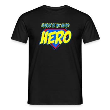 Jésus est mon héros, chrétien pour les enfants - T-shirt homme - noir - Devant - AI Model Male 178 light (178cm)