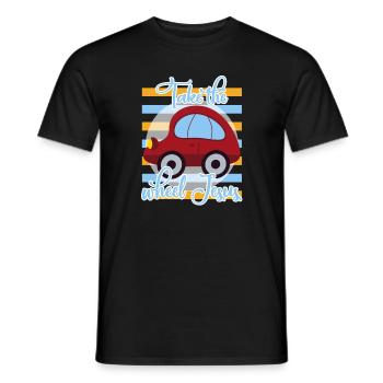 Jesus, Christian for children, Jesus directs, car - Men's T-Shirt - black - Front - AI Model Male 178 light (178cm)