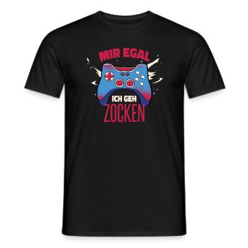Gamer Gaming Mir Egal Ich Geh Zocken Geschenkidee - Männer T-Shirt - Schwarz - Vorne - AI Model Male 178 light (178cm)