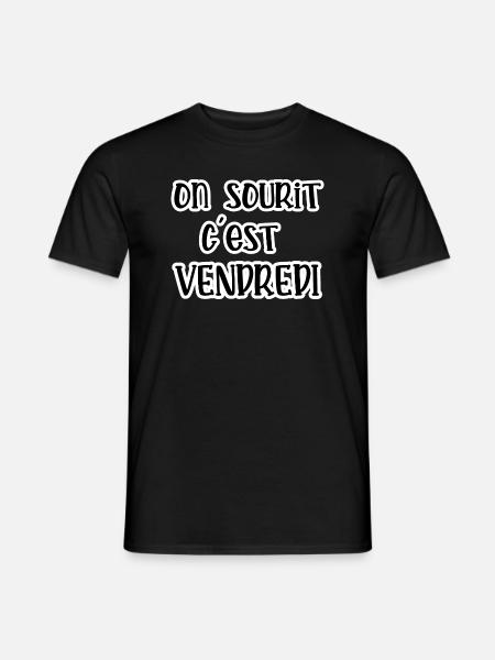 on sourit c'est vendredi - T-shirt homme - noir