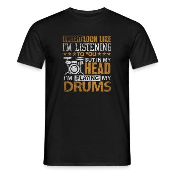 Dans ma tête je joue ma batterie cadeau t-shirt - T-shirt homme - noir - Devant - AI Model Male 178 light (178cm)