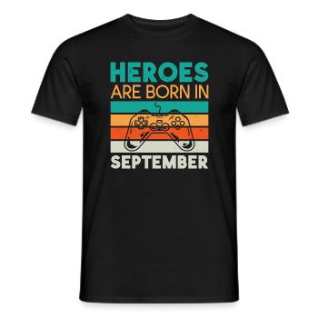 Helden werden im September geboren - Gamer Design - Männer T-Shirt - Schwarz - Vorne - AI Model Male 178 light (178cm)