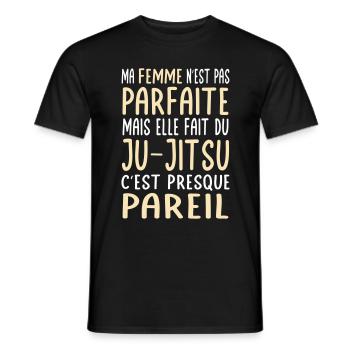 Meine Frau nicht perfekt, aber sie macht Ju-Jitsu - Männer T-Shirt - Schwarz - Vorne - AI Model Male 178 light (178cm)