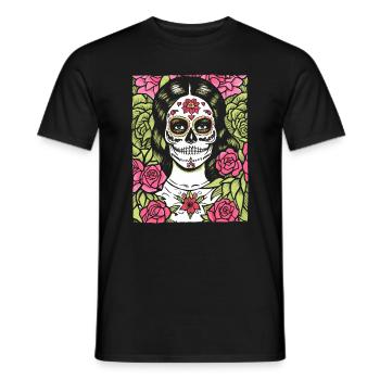 Sugar Skull Frau zum Tag der Toten - Männer T-Shirt - Schwarz - Vorne - AI Model Male 178 light (178cm)