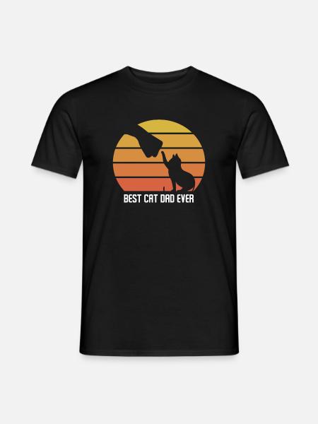 Best cat dad ever Katzenpapa Geschenk Katze Retro - Männer T-Shirt - Schwarz