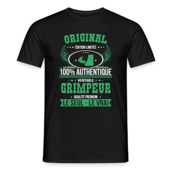 Authentique et véritable grimpeur - Original - T-shirt homme - noir - Devant - AI Model Male 178 light (178cm)