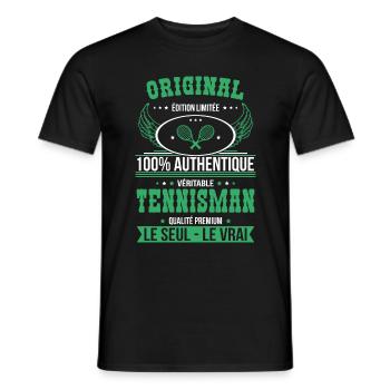 Authentique et véritable tennisman - Original - T-shirt homme - noir - Devant - AI Model Male 178 light (178cm)