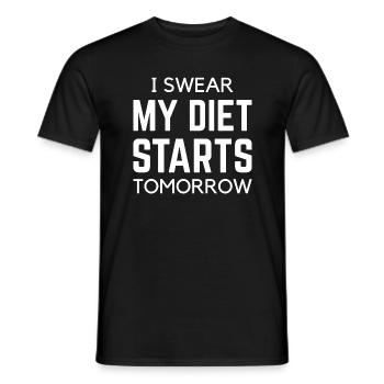 Je jure que mon régime commence demain - T-shirt homme - noir - Devant - AI Model Male 178 light (178cm)